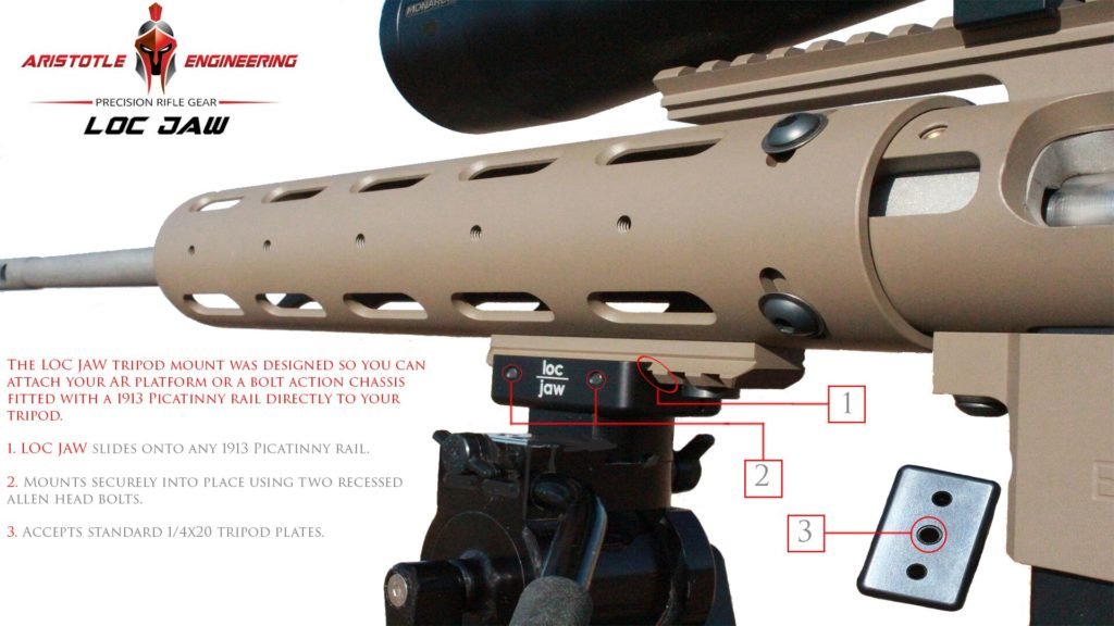 LOC JAW AR15 Tripod Mount Flat Black Anodize Aristotle Engineering